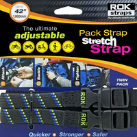 ROK00305 Pack Adj stretch strap - blk/blue/green (Pair)