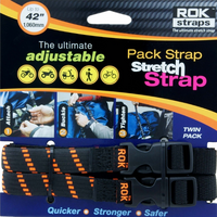 ROK00306 Pack Adj stretch strap - black/orange (Pair)