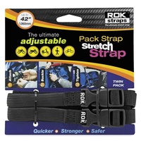 ROK00314 Pack Adj stretch strap - blk/slv logo (Pair)